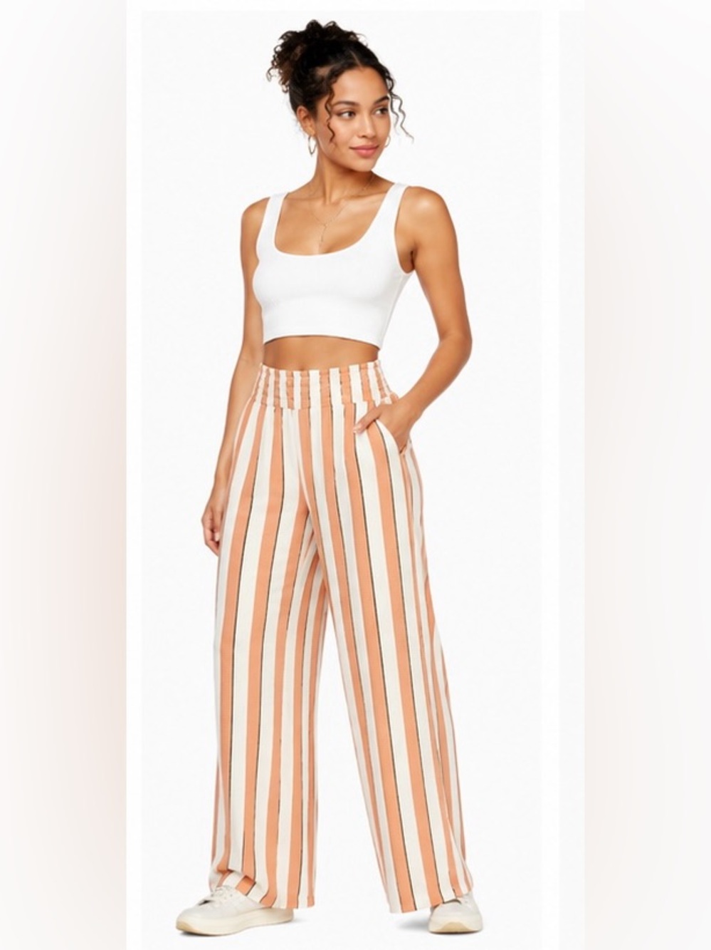 Billabong Peach & Cream Striped Wide-Leg Pants
Elastic Waist Beachy Boho Vibes